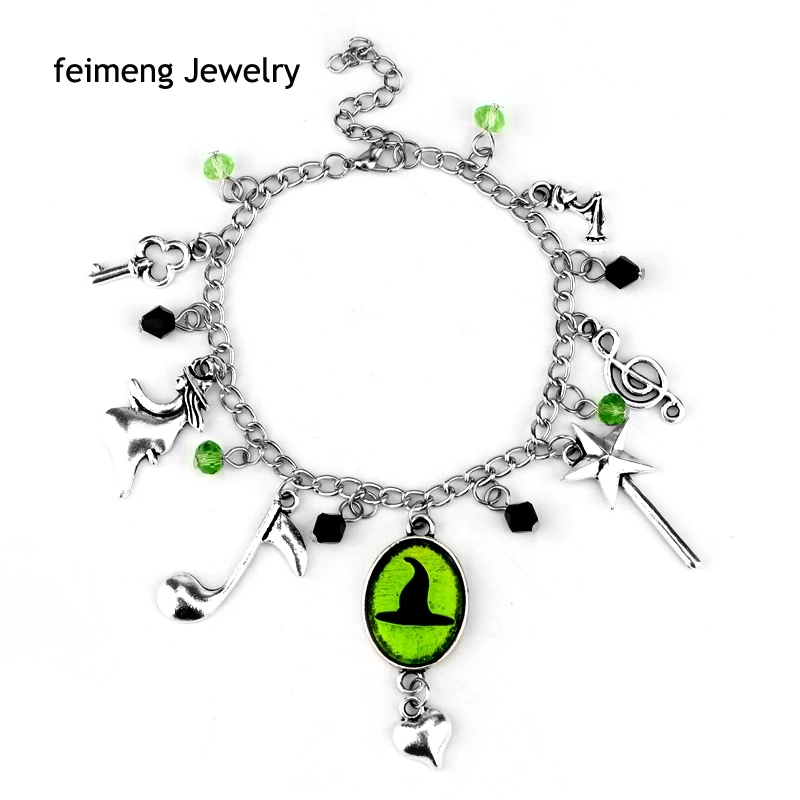 Movie Hand Stamped Wicked Charm Bracelet Defy Gravity Elphaba Glinda Crystal Beads Bracelets Bangles Wicked the Musical Bangle Movie Hand Stamped Wicked Charm Bracelet Defy Gravity Elphaba Glinda Crystal Beads Bracelets Bangles Wicked the Musical Bangle