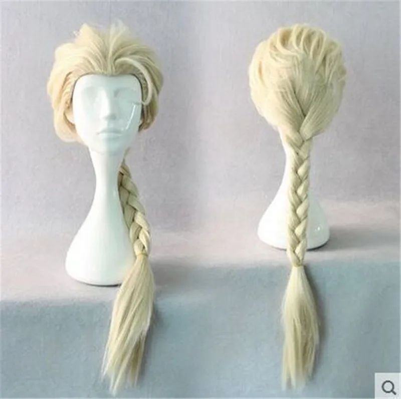 

Anime Cosplay Princess Elsa Anna Wig Blonde Brown Braided Synthetic Hair Halloween Costume Wigs For Adult Kids 2 Colors