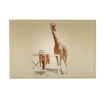 

Creative Animal Decor, Giraffe uses iron for skin Bath Rugs, Non-Slip Funny Indoor Outdoor Doormat,