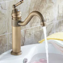 Античный латунный гусак Одиночная Вращающаяся ручка для ванной для кухни для раковины Смеситель кран anf204