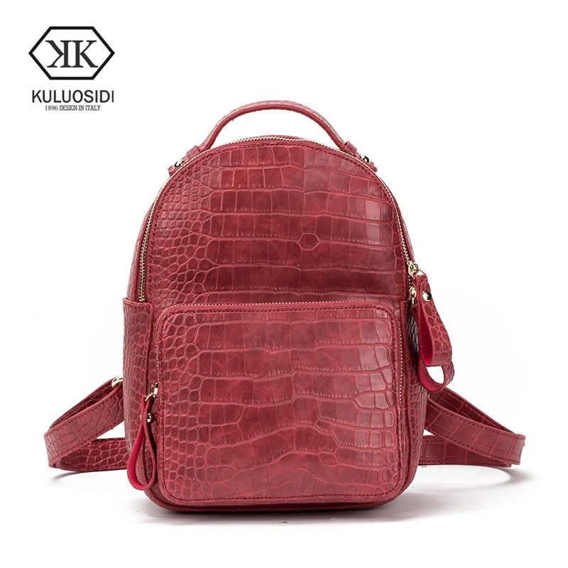 KULUOSIDI Fashion Female Backpack Women Alligator Backpacks For Teenage Girls Travel School Bags For Girls Preppy