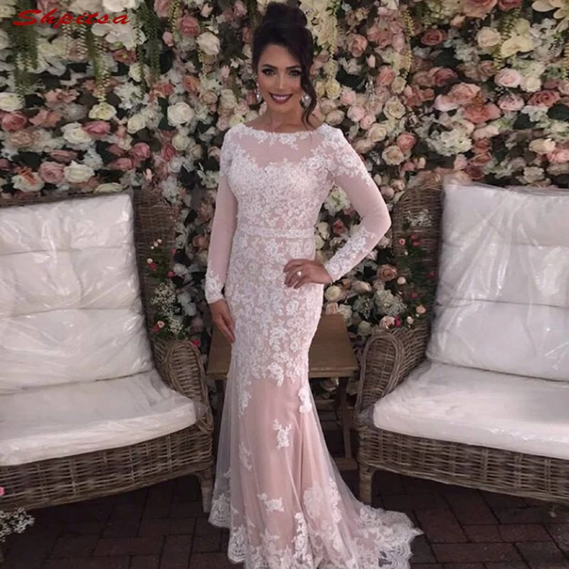Lange Mouwen Lace Moeder van de Bruid Jurken voor Bruiloften Mermaid Bruid Bruidegom Kralen Avond Bruidegom Godmother Jurken Lange Mouwen Lace Moeder van de Bruid Jurken voor Bruiloften Mermaid Bruid Bruidegom Kralen Avond Bruidegom Godmother Jurken