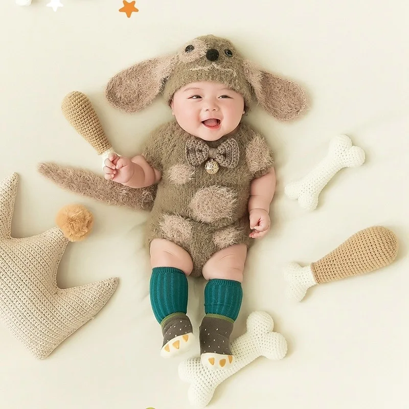 

High Quality Baby Photo Shoot Background Blanket Clothes Sets Tiny Boy Girl Photography Props Baby Picture Shoot Wool Outfits