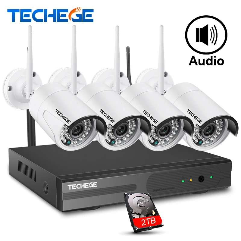 Acheter Techege 4CH 1080 p NVR Kit 1080 p WIFI Caméra IP Audio 2.0MP Sans Fil kit WiFi Caméra CCTV Système E mail alerte CCTV caméra système