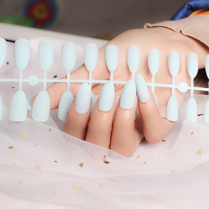 

fake Nails with glue Long size Pointed Solid color Diy Nail Art 32 Styles press on nails Tips Accessory 24 PCS