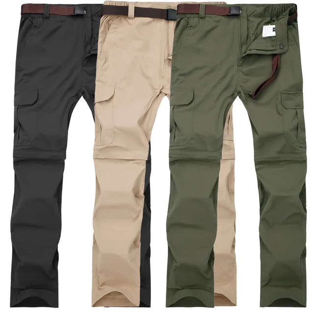 US $14.56 Summer Quick Dry Cargo Pants Men Military Detachable Breathable Male Trousers Active UV Removable W