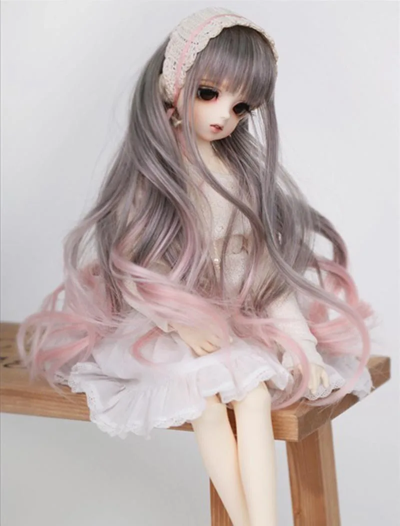ZORONENKE 1/3 1/4 1/6 Bjd SD кукла парик серый розовый цвета волнистые высокая температура