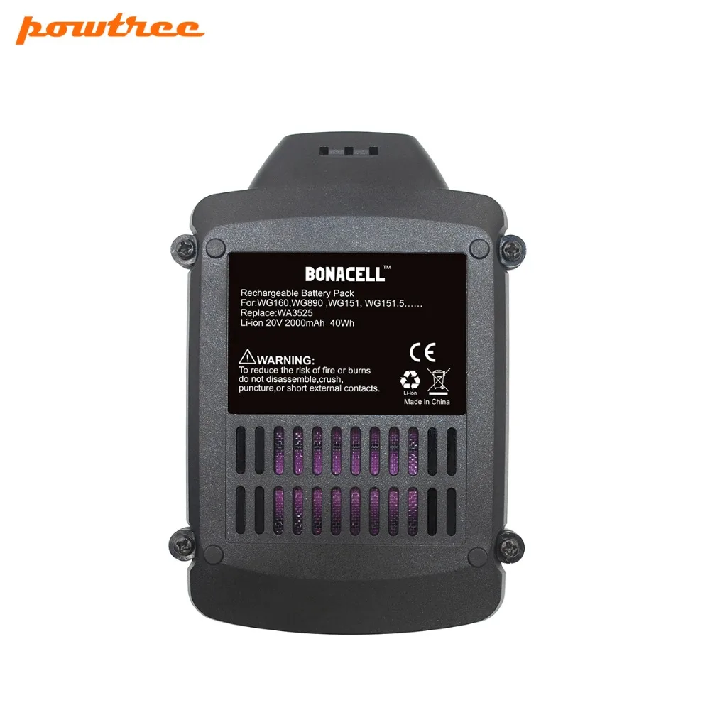 Литий ионная батарея POWTREE 2000 мАч для WORX WA3525 WA3520 20V Max WA3732 WA3847|Перезаряжаемые