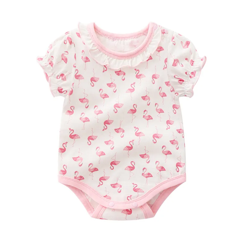 Кружевное боди с цветочным рисунком для новорожденных девочек; хлопковый комбинезон с короткими рукавами для девочек; летние топы для младенцев
