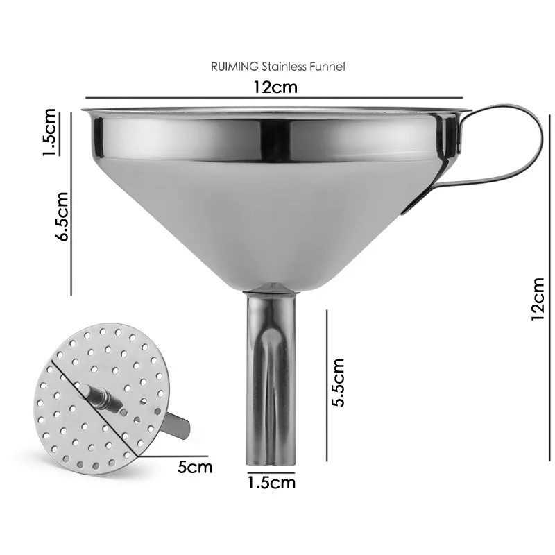 Нержавеющая сталь с широким горлом вина Эфирное масло жидкий фильтр воронка с Съемный фильтр для парфюма жидкость Кухня Еда инструмент - Цвет: M
