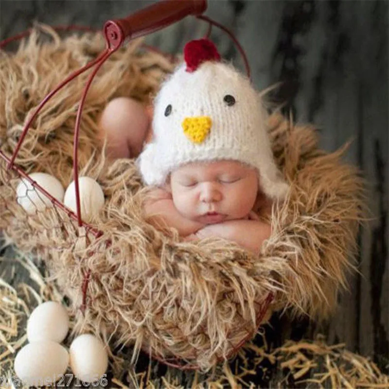 

hot sale baby chicken hat baby girl toddler chick Knit crochet winter hat cap newborn baby photography props winter spring hat