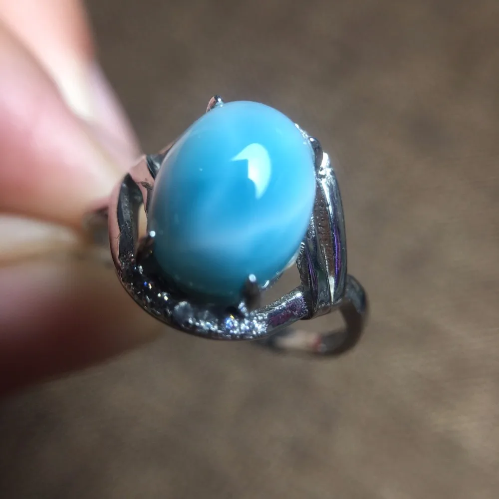 

Fine Jewelry Real Pure 925 Steling Silver Jewelry s925 100% Natural Blue Larimar Gemstones Female Fine Rings Christmas Gift