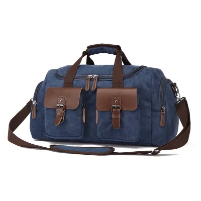 MARKROYAL, холщовая кожаная мужская дорожная сумка, Европейский стиль, дорожные сумки, сумка, вместительная сумка на плечо, дорожная сумка через плечо, багаж - Цвет: Dark blue