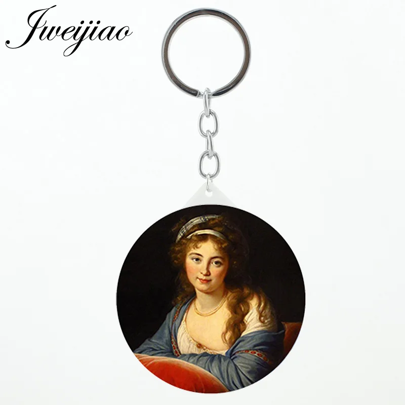 JWEIJIAO lady of high society portrait Oil Painting Beauty Tools keychains Compact mirror photo custom Hand Mirror PE01 | Красота и