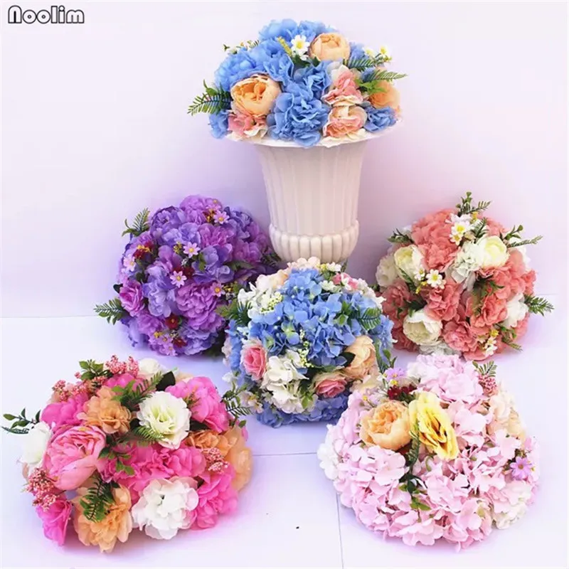 

Dia 35cm Wedding Road Silk Flower Artificial DIY Hydrangea Rose T-Road Flower Ball Wedding Roman Column Flower Shop Window Decor