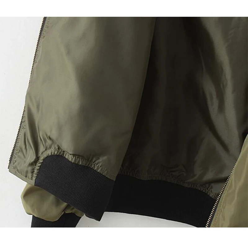 Rihschpiece 2018 Bomber Jacket Women Windbreaker Female Army Green Basic Coat Pocket Short Jackets RZF1326