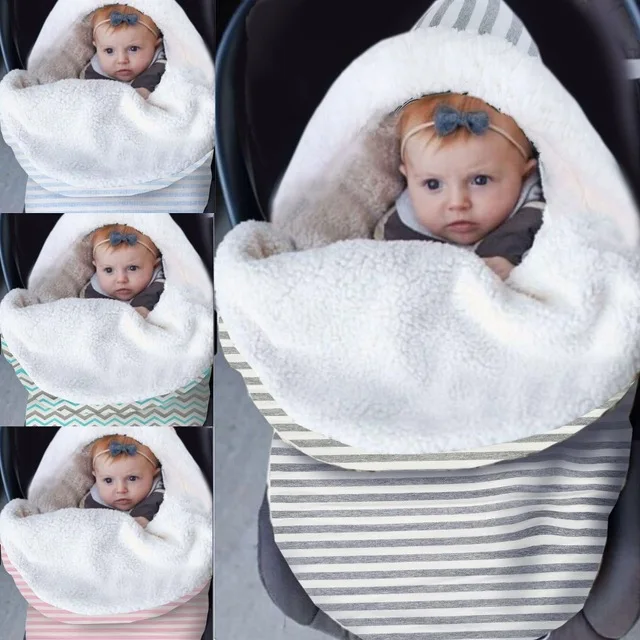 Newborn Footmuff Thick Sack Wrap Blanket Sleeping Bag Knit Baby Swaddle