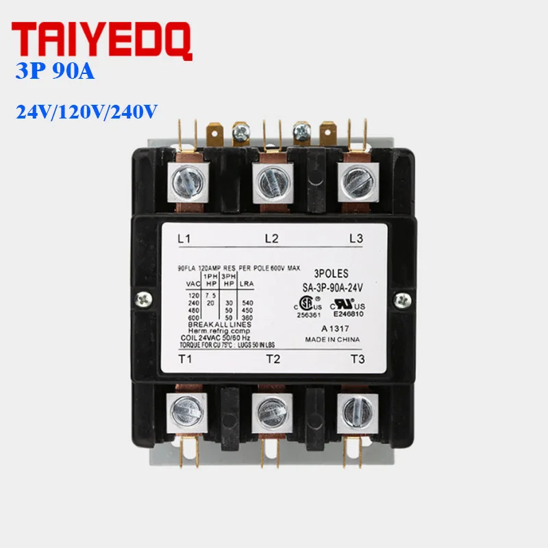 

SA-3P-90A Air Conditioner AC Contactor Coil Voltage AC24V 120V 240V DP Contactor 50/60HZ Air-conditioning Protector Switch