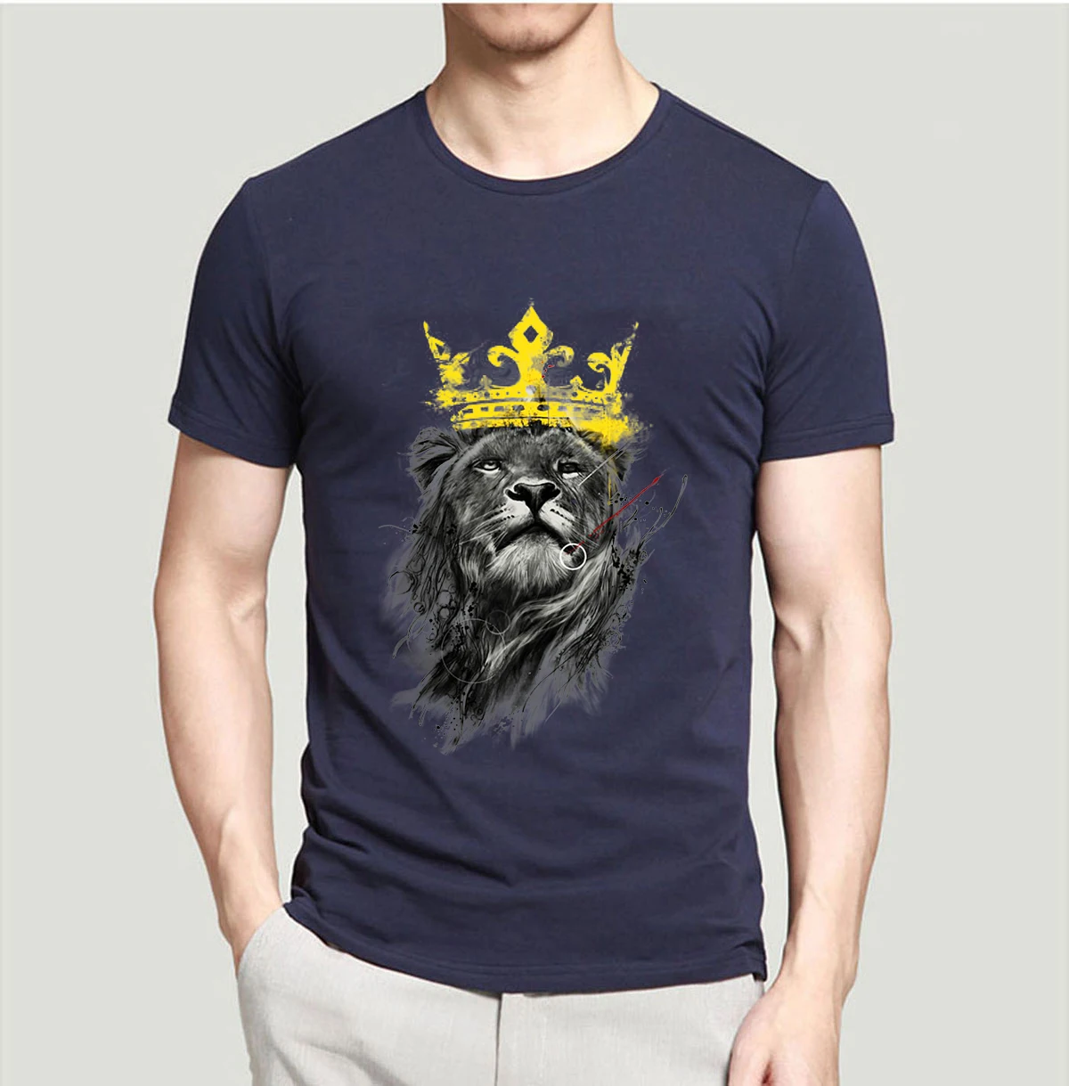 Футболка мужская летняя с 3d принтом 2019 хлопок 100%|t shirt king|animal t shirtking of lion |