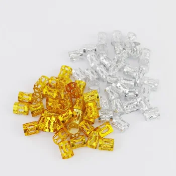

100pcs Blonde Silver Dreadlock Rings For Hair Braids Extensions Metal Tube Lock Dread Dreadlock Beads Adjustable Braid Cuffs