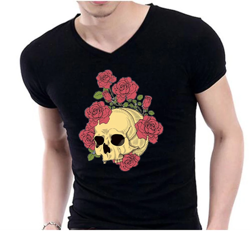 rose skull patches
