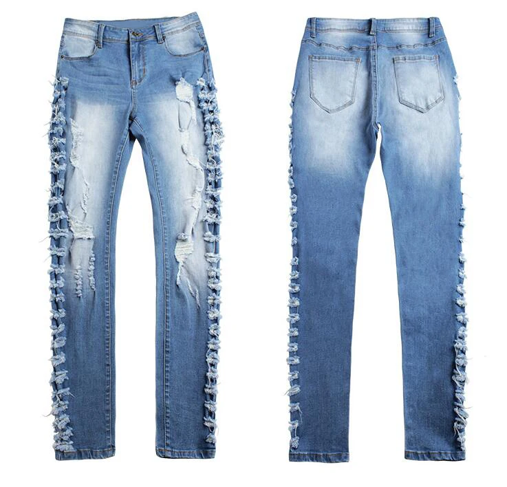 CatonATOZ 2145, женские ультра эластичные джинсы с потертостями сбоку, джинсы для мам, женские вымытые винтажные джинсовые штаны, брюки, джинсы для женщин