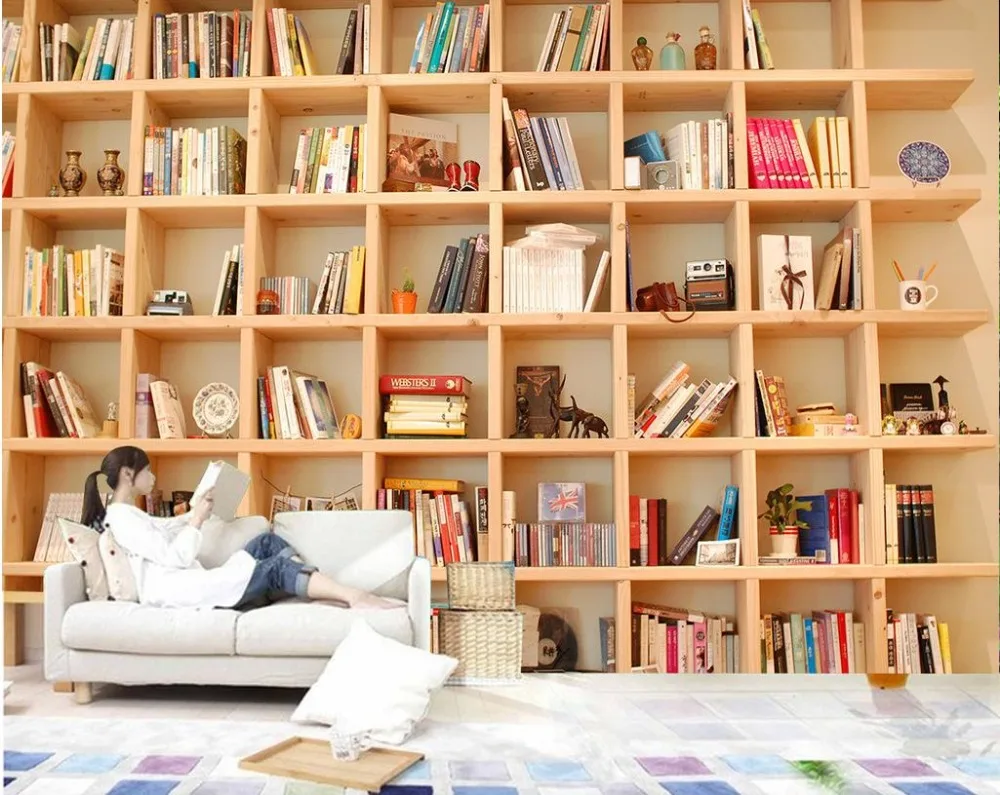 خلفيات للجدران لفة 3d مجسمة خلفيات خزانة الكتب رف إطار جدارية خلفية