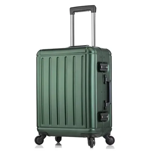 KLQDZMS! Модный 20 инш чехол на колесиках из алюминиево-магниевого сплава водонепроницаемый переносить чемодан для багажа на колесиках - Цвет: green