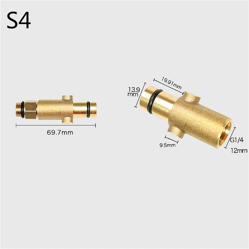 Snow Foam Lance Adapter High Pressure Washer Accessories Copper Quick Connection Pipe Fittings Foam Nozzle Stainless Steel Tube