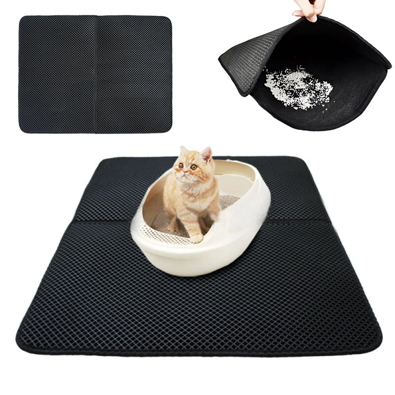 Supplies Folding Anti-slip Litter Pet Cat Mat Elastic EVA Waterproof Trapper Black 46*60cm Portable Accessories | Дом и сад