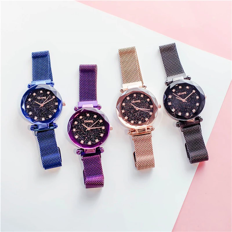 

Starry Rhinestone Dial Watch Iron Buckle Casual Business Elegant Women Quartz Watches