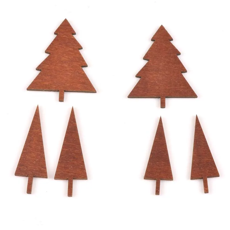 

50Pcs Tree pattern dye red Wooden Scrapbooking Craft for Embellishments Handmade Diy handicraft Decor 30/40mm MT1793