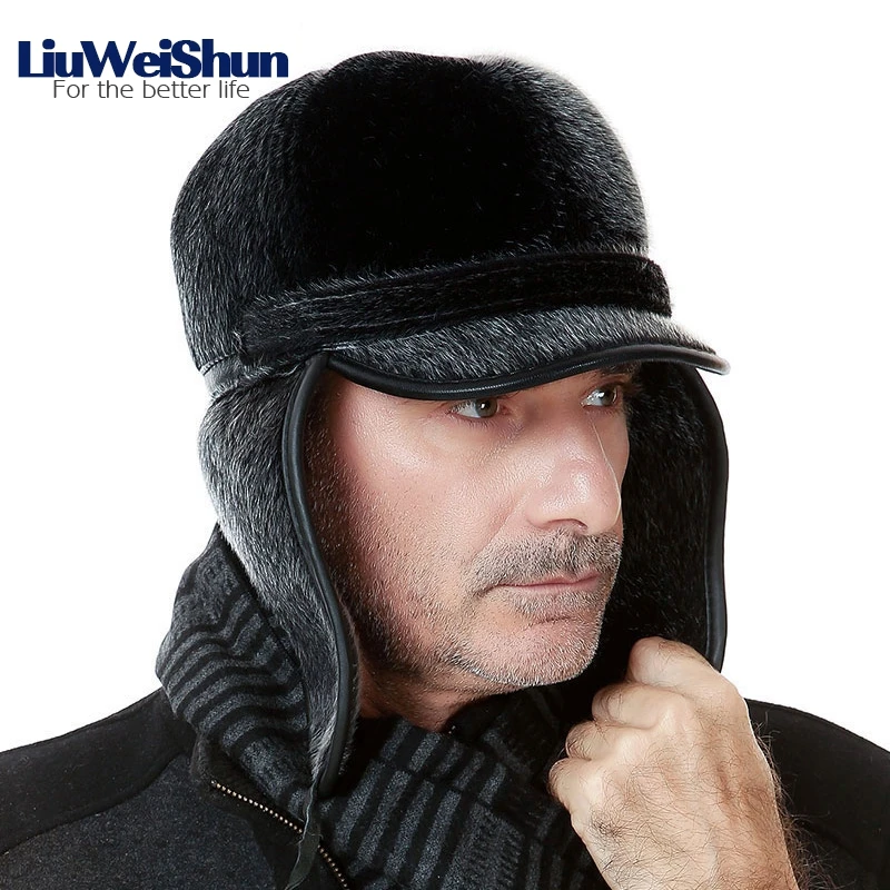 Ceny 2017 nowe ciepłe czapki Bomber mężczyźni jakości rosyjski czapka śniegowa męska czapka zimowa czapki z nausznikami Retro Faux futro zagęścić odkryty Bonnet