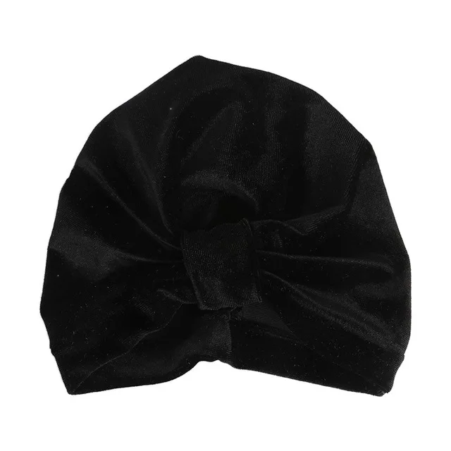 Black bow hat Новая бархатная детская шапка для девочек, осенне-зимняя шляпа для мальчика, реквизит для фотосъемки, эластичная Младенческая шапочка, тюрбан, шапка, аксессуары для малышей - Цвет: Black bow hat