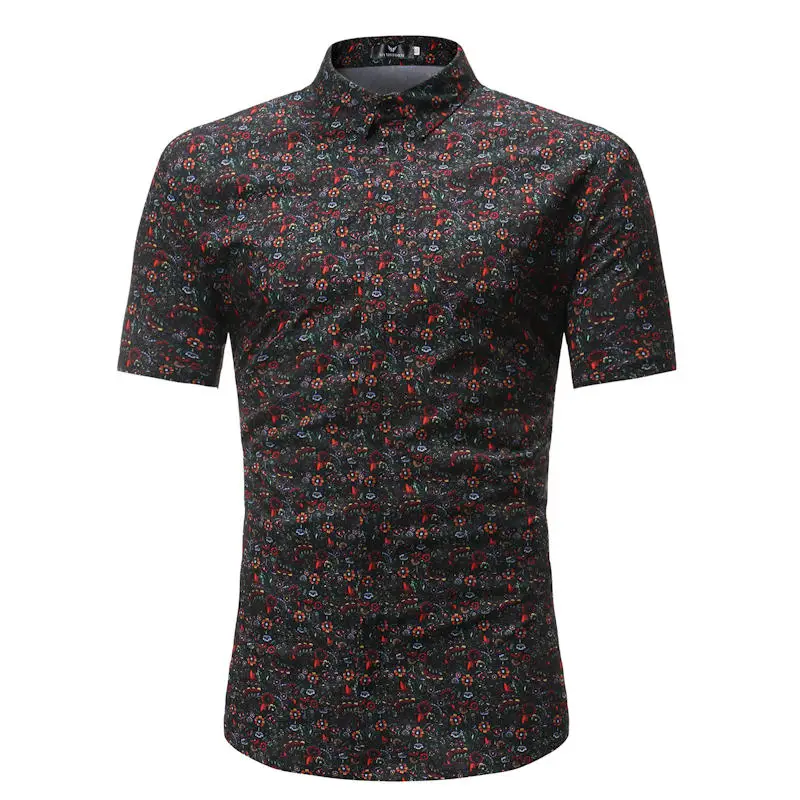 Мужская рубашка в летнем стиле с принтом пальмы, Пляжная гавайская рубашка, мужская повседневная гавайская рубашка с коротким рукавом, сорочка для мужчин, Азиатский Размер 3XL - Цвет: S117