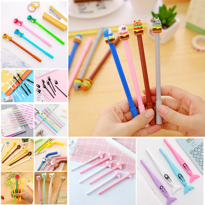 

Cute Black Cat Hamburger Rabbit Gel Pen Kawaii Dinosaur Batman Supply Creative Pink Girl Thing Novelty Spirited Away Stationery