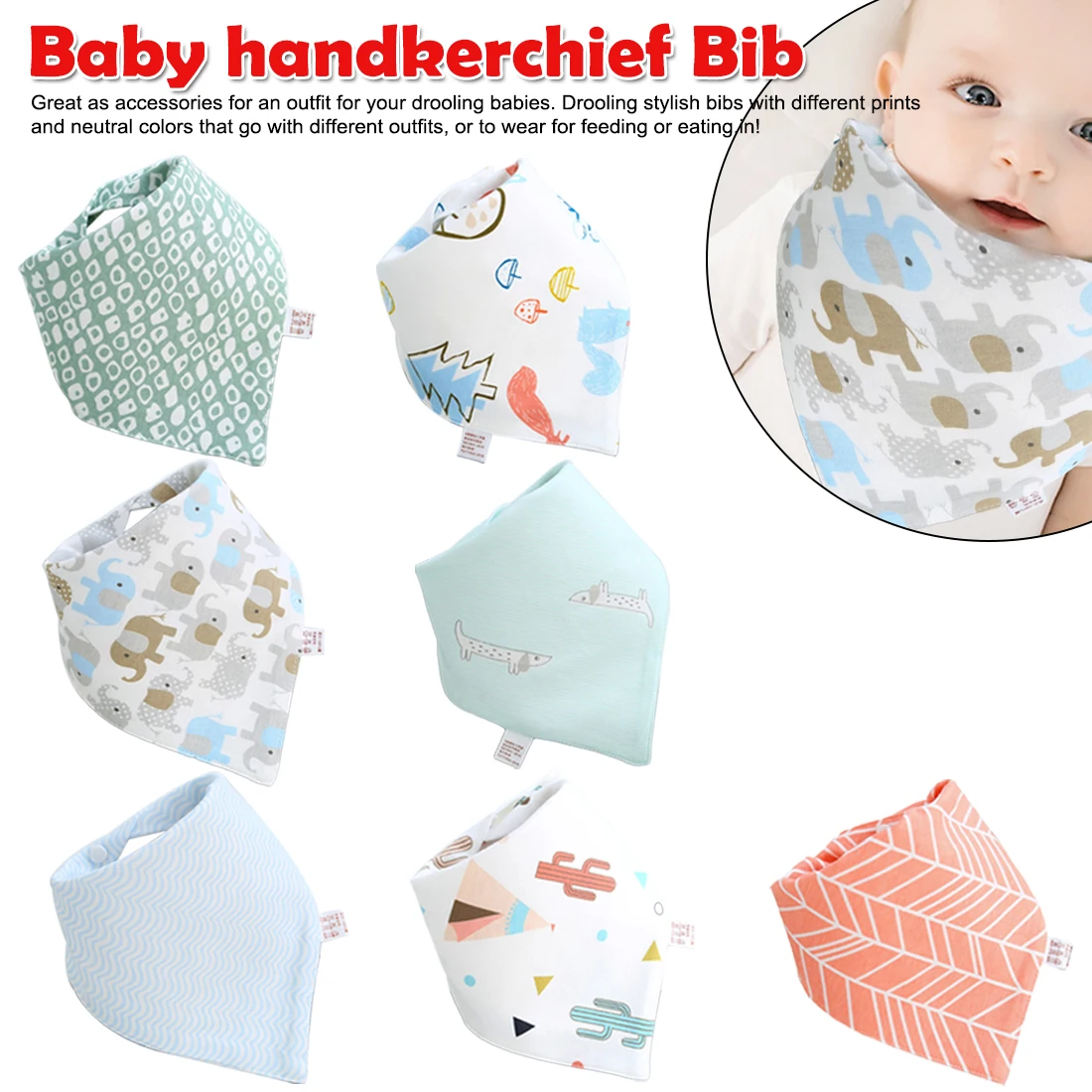 Toddler Baby Scarf Triangle Saliva Towel Bib Bandana Cotton For Feeding 4 Color