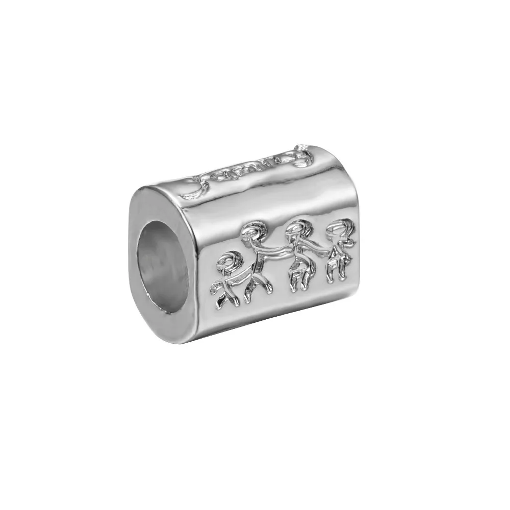

free shipping 1pc plated FAMILLY big hole Bead charm Fits European Pandora Charm Bracelets & Necklaces A031