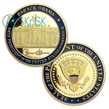 Casa branca 44th presidente dos estados unidos barack obama pessoal assinado desafio moeda banhado a ouro moedas comemorativas
