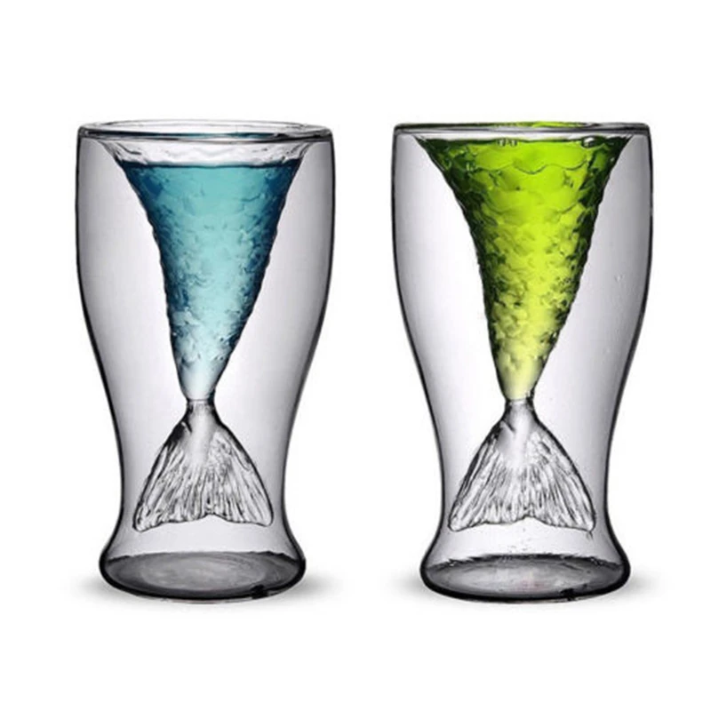 100 мл креативная Хрустальная чашка с хвостом русалки прозрачное стекло рыбий хвост практичная креативная чашка для вина Жаростойкие стеклянные барные чашки