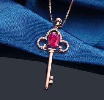 

Hot!Natural Diamond Pink Tourmaline Pendant 14Kt Rose Gold,Key Tourmaline Pendant 585 Rose Gold For Sale