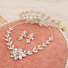 Корейский высококачественный кристалл три-ювелирное изделие наборы корона ожерелье производители свадебные комплекты ювелирных изделий