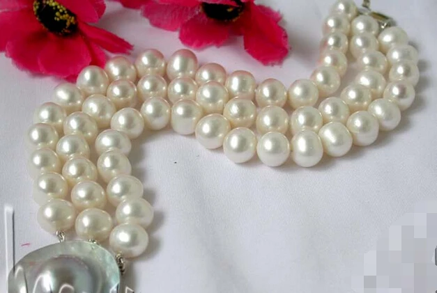 

z304 beautiful 3strands 8" 10mm white round freshwater pearl bangle bracelet hop e SHIPPING 5.25