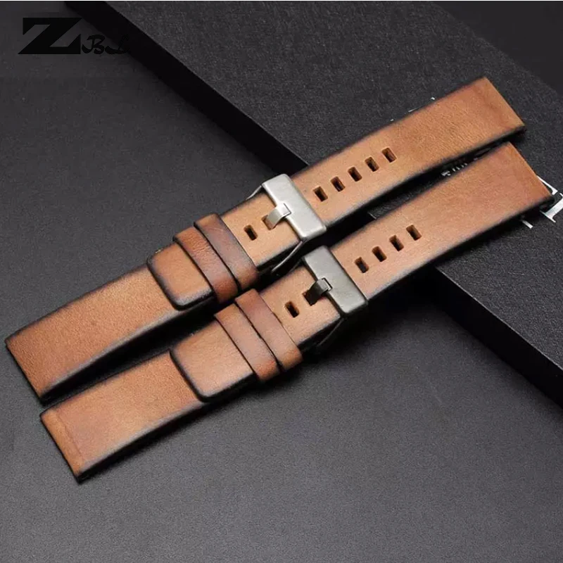Genuine Leather bracelet for diesel DZ4343 watch strap Brown watchband 22 24 26mm Wrist watch band Retro wristwatches band