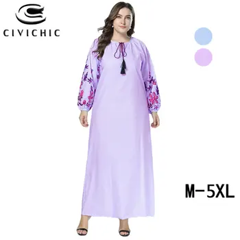 

CIVI CHIC Big Size Women Striped Maxi Dress Fall Spring Long Gown Ethnic Floral Embroidery Retro Loose Vestidos Plus Size DRS256