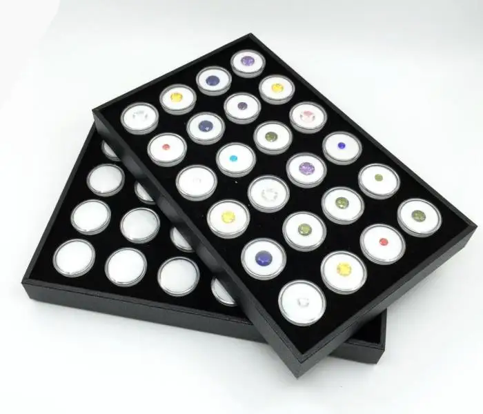 24 pcs small round boxes acrylic clear loose stone display box round