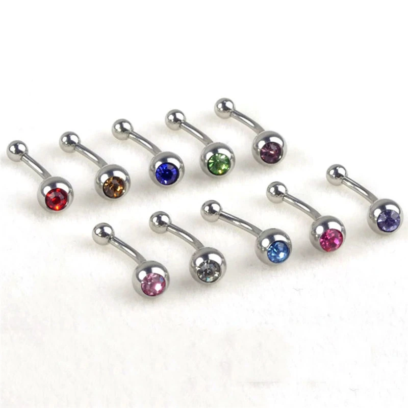 10pcs DOUBLE CRYSTAL Belly Bars Gem Ball Nose Navel Rings Piercings FREE POST