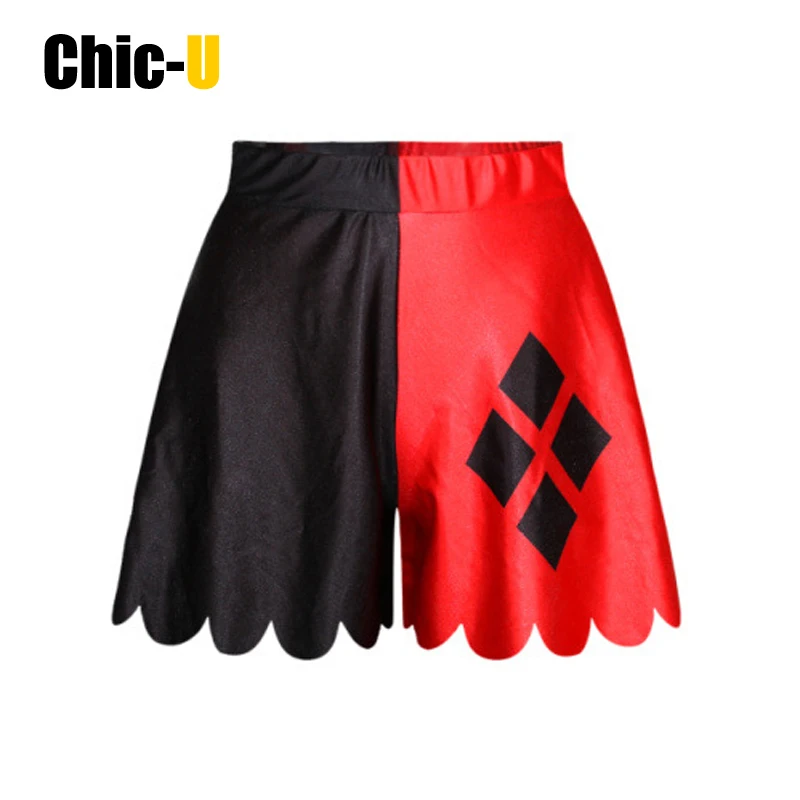 women shorts skirts cotton half red and half black diamond summer