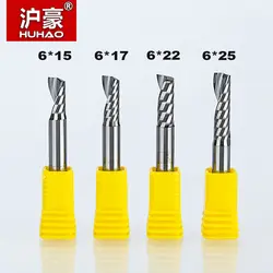 1pcs HUHAO 6mm Single Flute Spiral Cutter 2A High Qualit Router bit CNC For Acrylic PVC MDF End Mill Carbide Milling Cutter