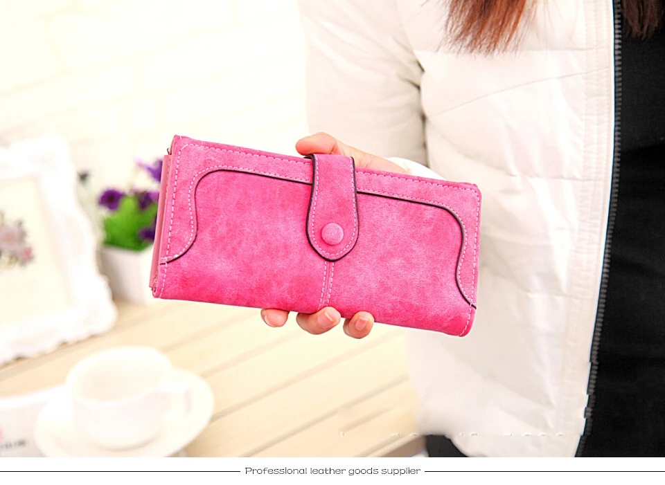 Корейская версия бумажник женский длинный раздел ретро матовый Сшивание дамы кошелек женский бумажник ручной кошелек